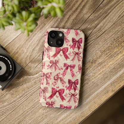 Pink Bows 3 Phone Case for iPhone - Lightweight, Impact Resistant, Wireless Charging Compatible