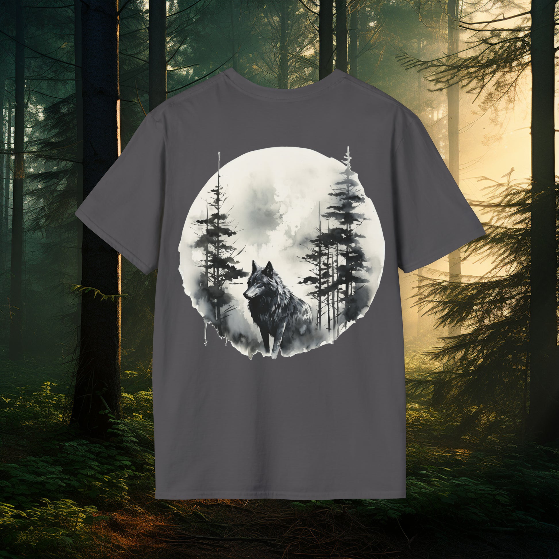 Unisex Mythical Creature Wolf tshirt with Dual Wolf Imagery: Wolf Tee, Wolf T-shirt, Wolf shirt