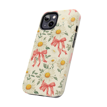 Daisies and Bows Phone Case for iPhone - Lightweight, Impact Resistant, Wireless Charging Compatible