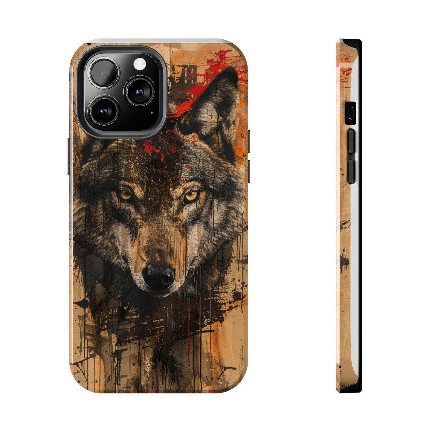 Asemic Writing Style Wolf Phone Case 2 for iPhone - Lightweight, Impact Resistant, Wireless Charging Compatible