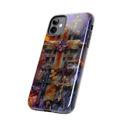 Colorful Crosses Phone Case for iPhone - Lightweight, Impact Resistant, Wireless Charging Compatible