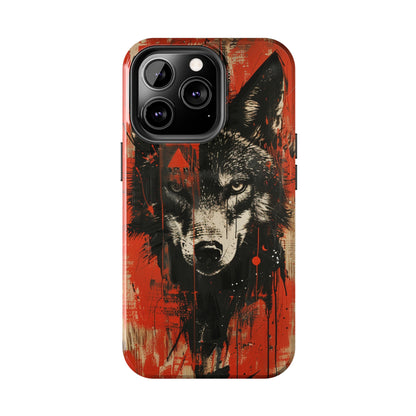 Asemic Writing Style Wolf Phone Case 3 for iPhone - Lightweight, Impact Resistant, Wireless Charging Compatible