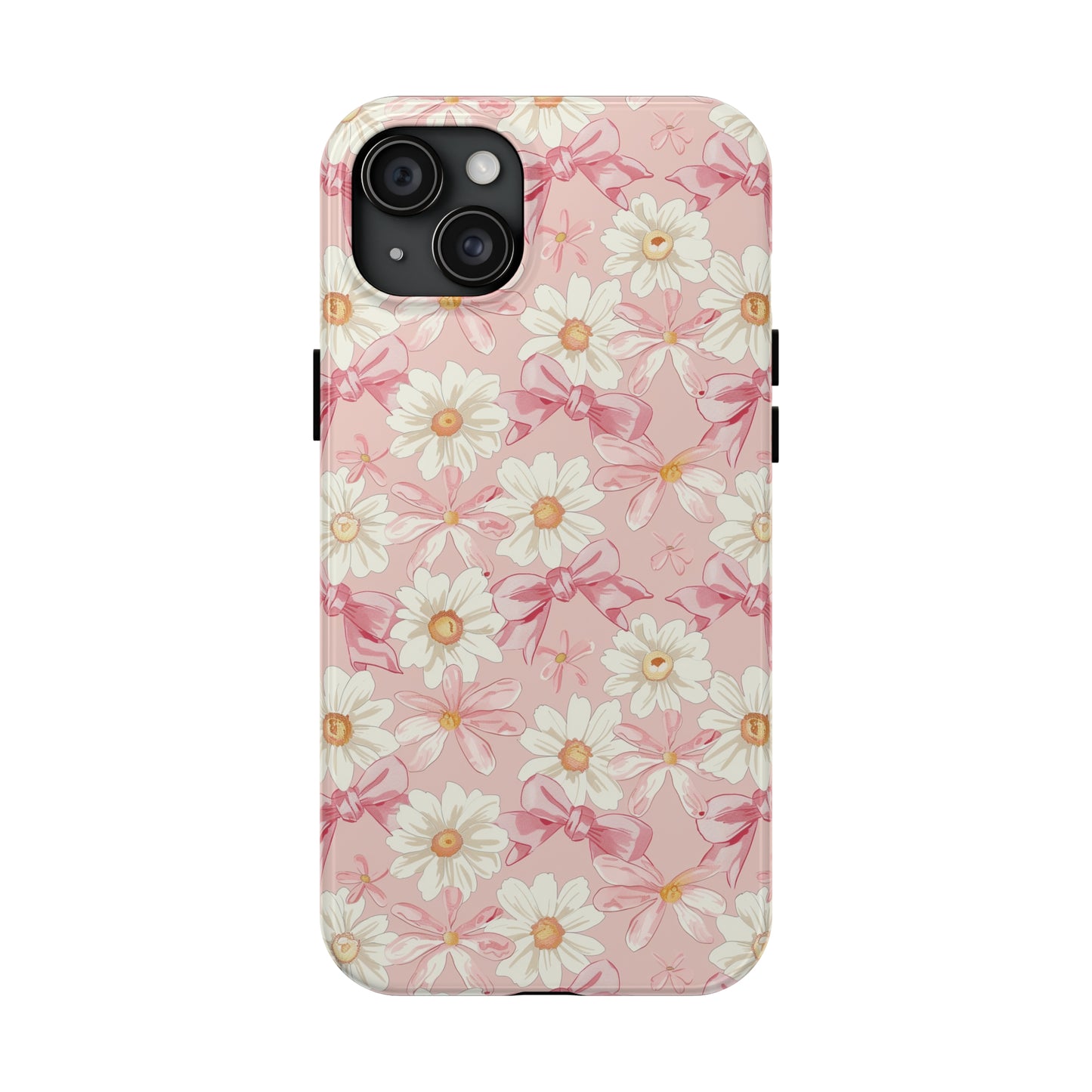 Daisies and Pink Bows Phone Case for iPhone - Lightweight, Impact Resistant, Wireless Charging Compatible