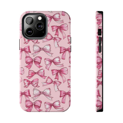 Pink Bows Phone Case for iPhone - Lightweight, Impact Resistant, Wireless Charging Compatible