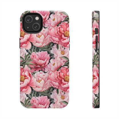 AI Peonies Floral Pattern Phone Case for iPhone - Lightweight, Impact Resistant, Wireless Charging Compatible