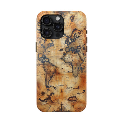 Ancient Map Phone Case for iPhone - Lightweight, Impact Resistant, Wireless Charging Compatible