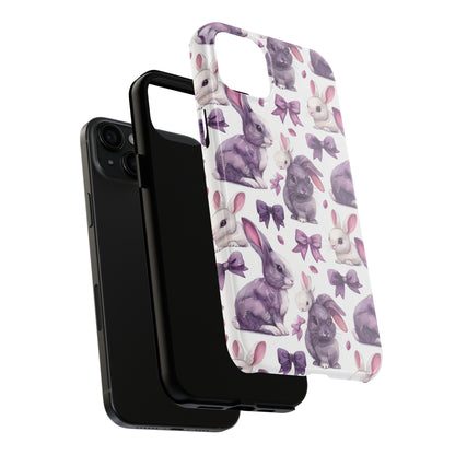 Bunnies and Bows Phone Case for iPhone - Lightweight, Impact Resistant, Wireless Charging Compatible