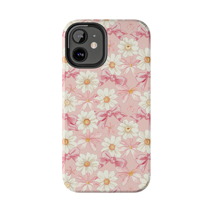 Daisies and Pink Bows Phone Case for iPhone - Lightweight, Impact Resistant, Wireless Charging Compatible