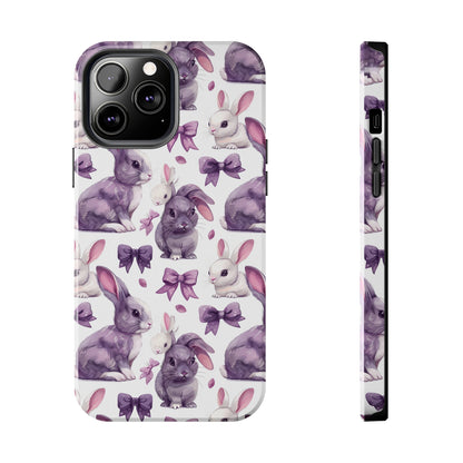 Bunnies and Bows Phone Case for iPhone - Lightweight, Impact Resistant, Wireless Charging Compatible