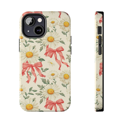 Daisies and Bows Phone Case for iPhone - Lightweight, Impact Resistant, Wireless Charging Compatible