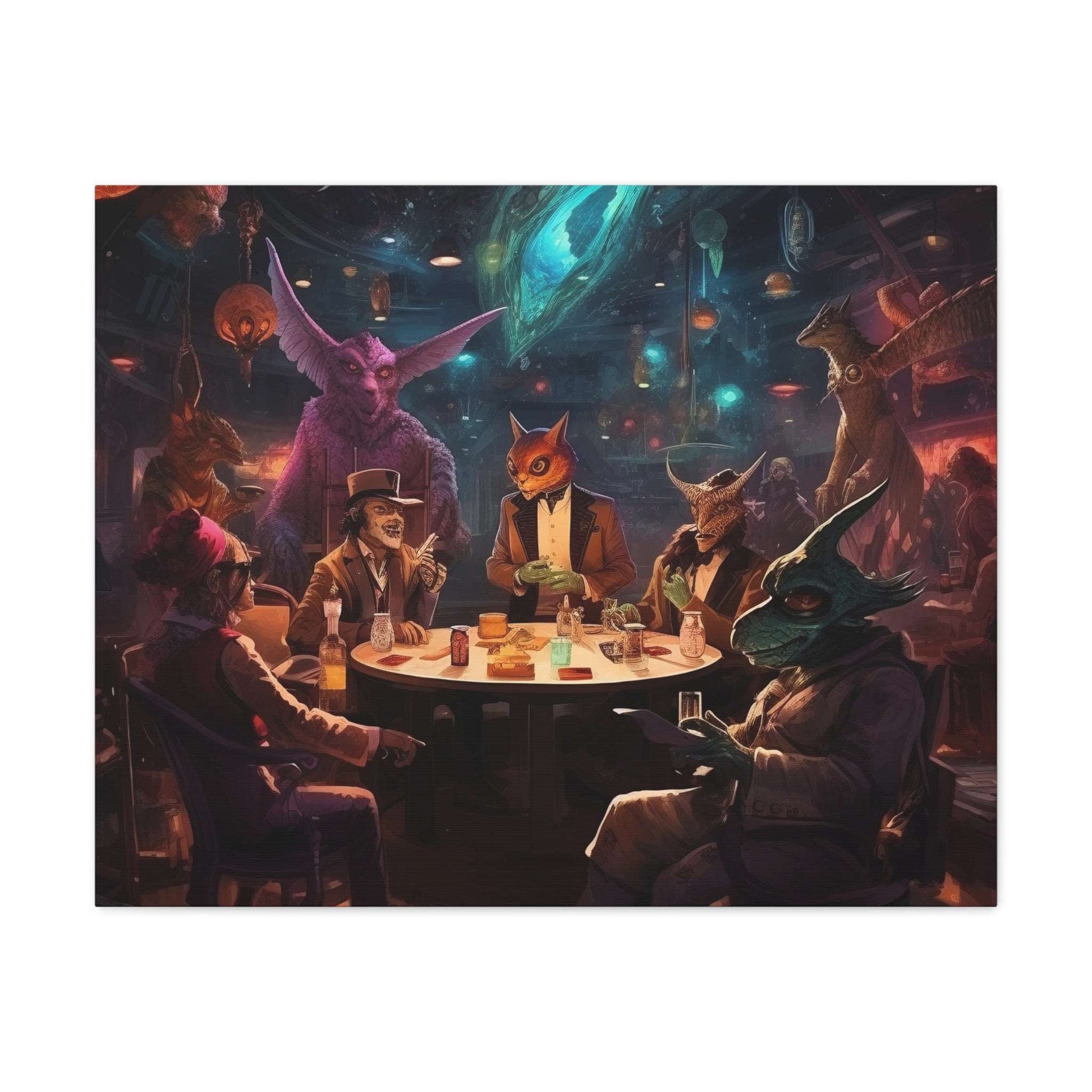 Intergalactic Poker Canvas Gallery Wraps / Game Room Art / Wall Decor / Living Room Decor