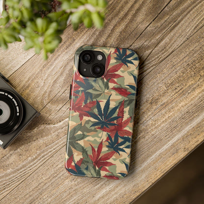 Cannabis Camo Phone Case for iPhone - Lightweight, Impact Resistant, Wireless Charging Compatible