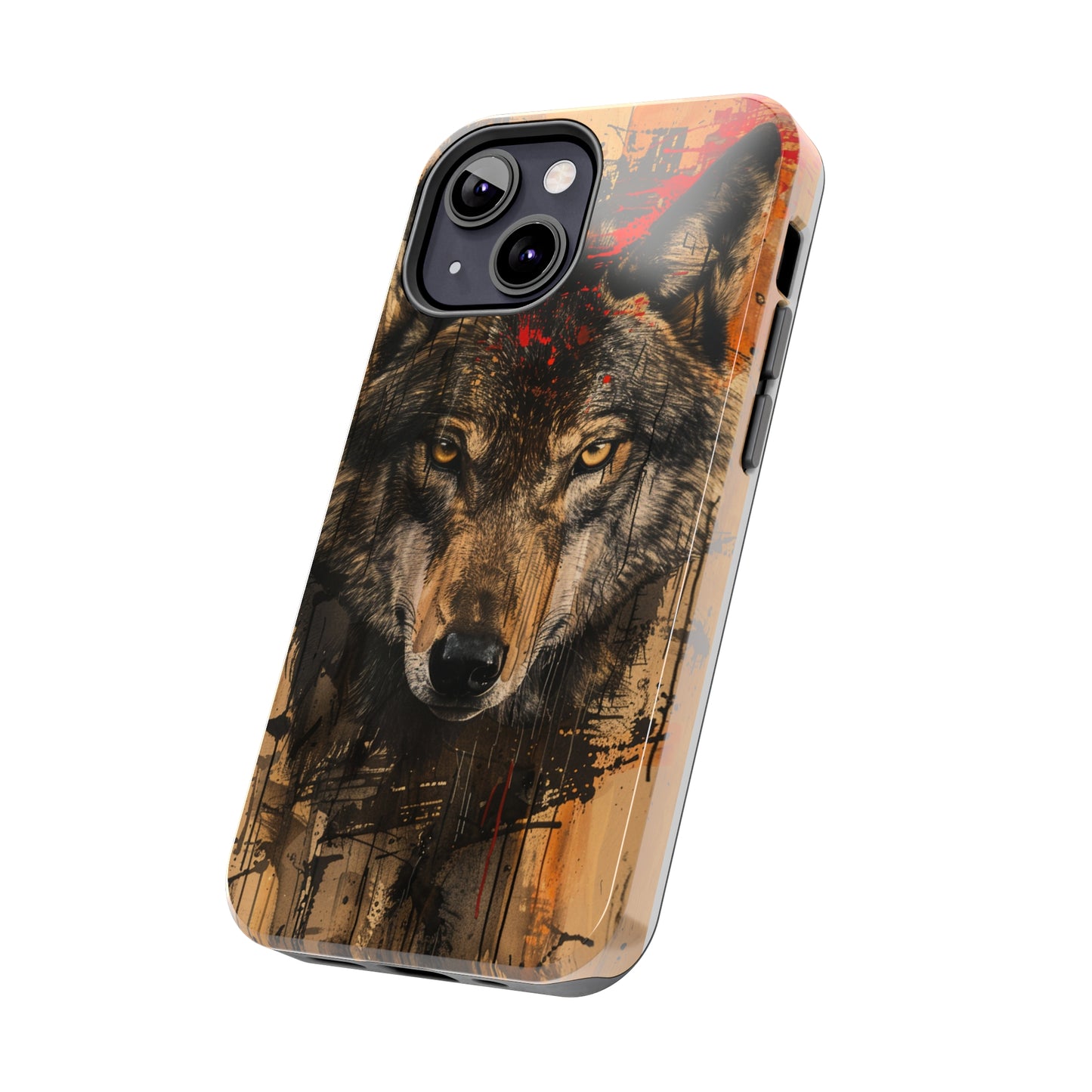 Asemic Writing Style Wolf Phone Case 2 for iPhone - Lightweight, Impact Resistant, Wireless Charging Compatible