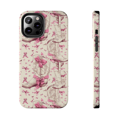 Bows and Boots Phone Case for iPhone - Lightweight, Impact Resistant, Wireless Charging Compatible