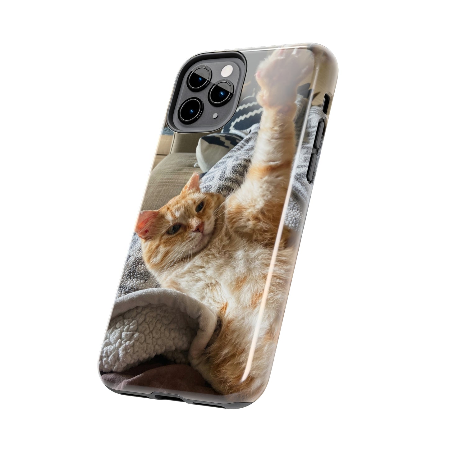 Alfred the Cat's "All In" Phone Case for iPhone - Lightweight, Impact Resistant, Wireless Charging Compatible