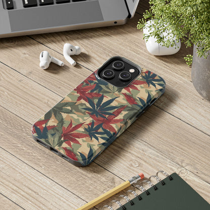 Cannabis Camo Phone Case for iPhone - Lightweight, Impact Resistant, Wireless Charging Compatible