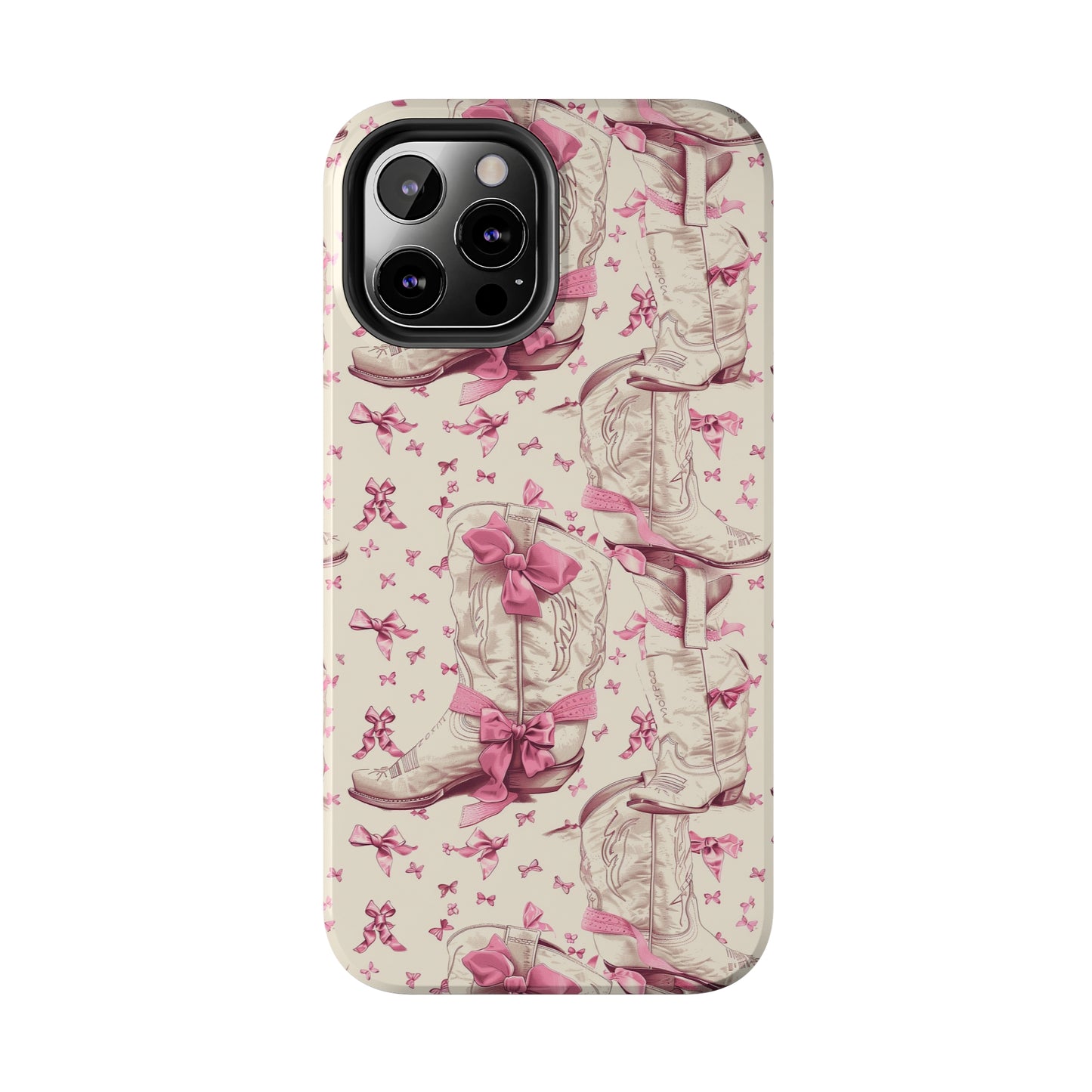 Bows and Boots Phone Case for iPhone - Lightweight, Impact Resistant, Wireless Charging Compatible