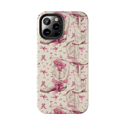 Bows and Boots Phone Case for iPhone - Lightweight, Impact Resistant, Wireless Charging Compatible