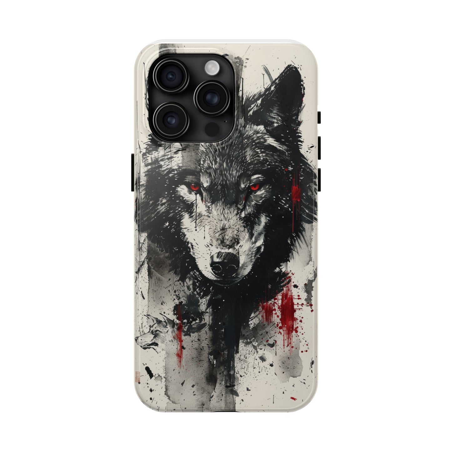 Asemic Writing Style Wolf Phone Case for iPhone - Lightweight, Impact Resistant, Wireless Charging Compatible