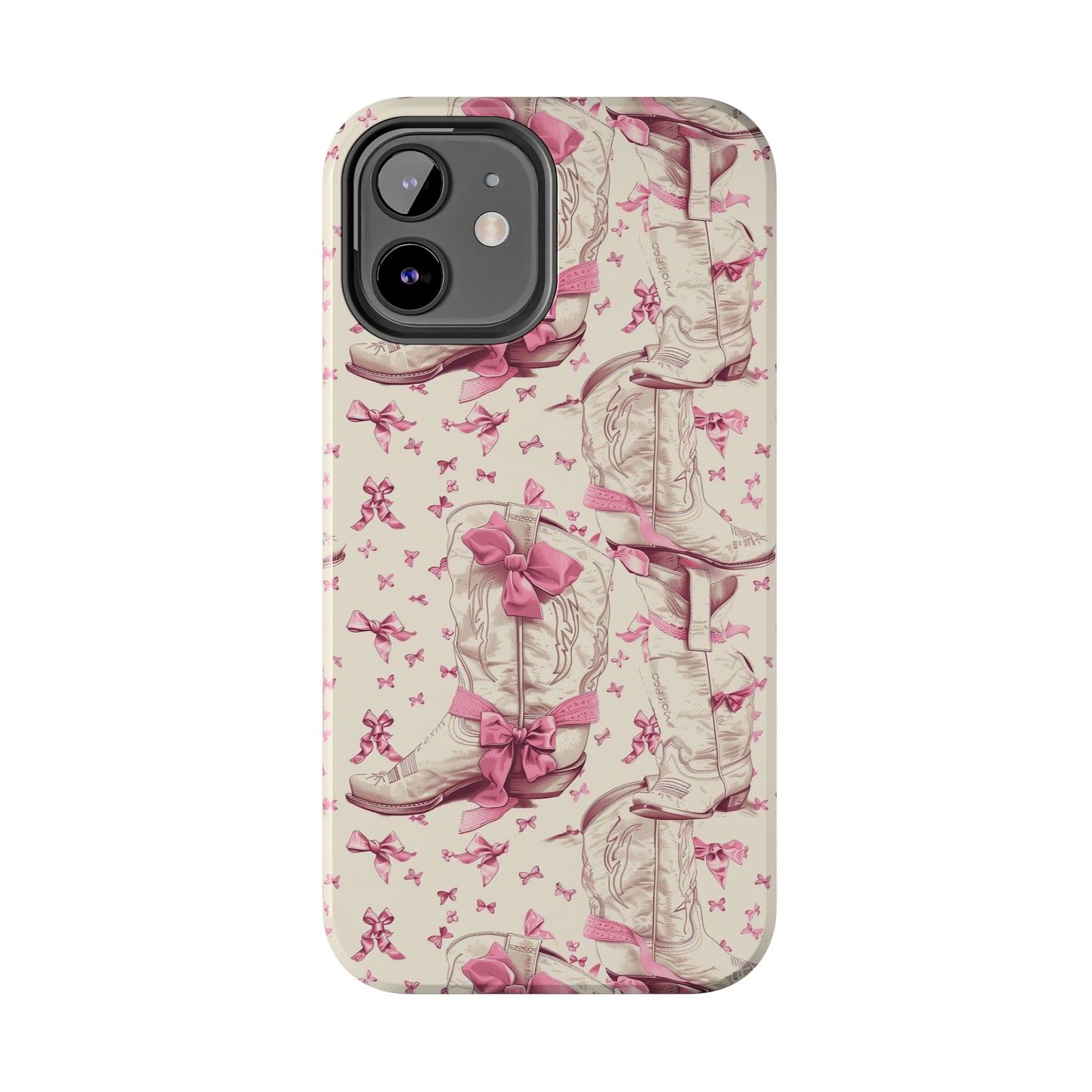 Bows and Boots Phone Case for iPhone - Lightweight, Impact Resistant, Wireless Charging Compatible