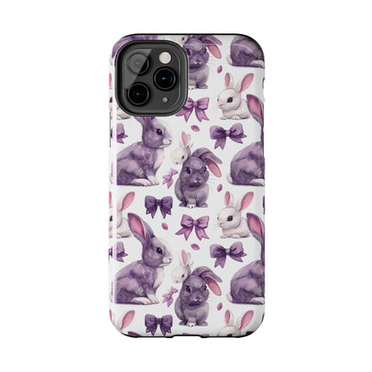 Bunnies and Bows Phone Case for iPhone - Lightweight, Impact Resistant, Wireless Charging Compatible