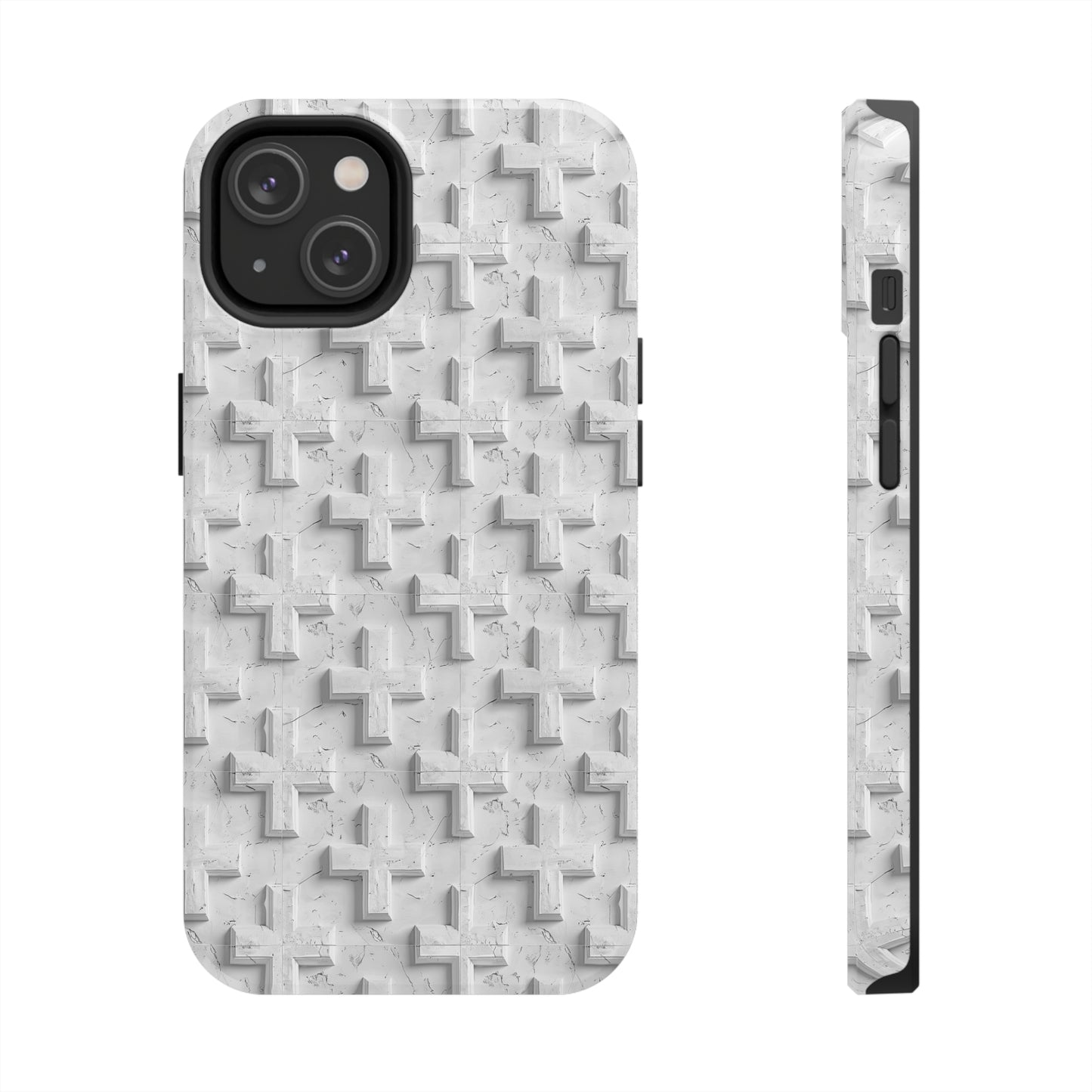 White Cross Phone Case for iPhone - Lightweight, Impact Resistant, Wireless Charging Compatible