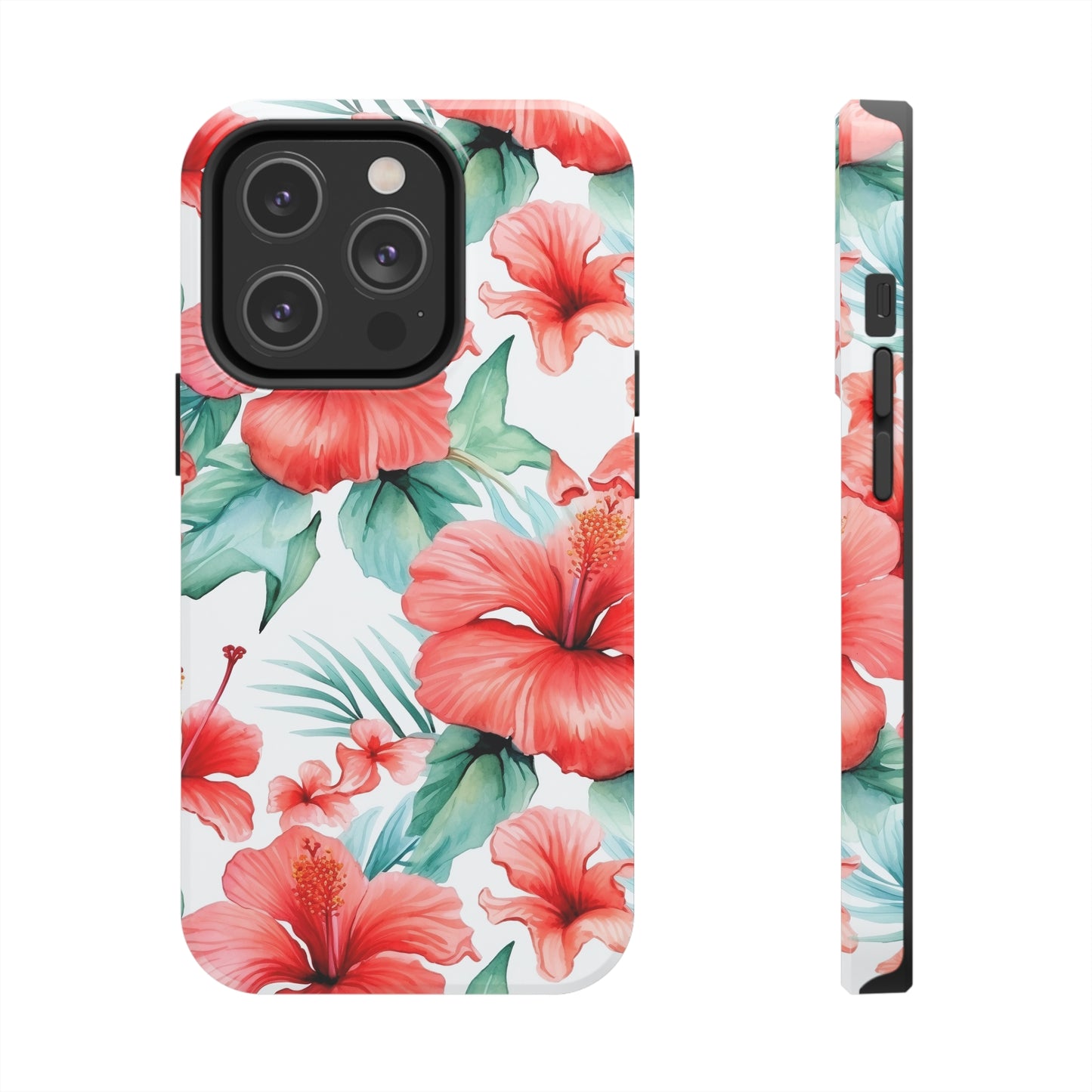 AI Hibiscus Pattern Phone Case for iPhone - Lightweight, Impact Resistant, Wireless Charging Compatible-AI phone case-AI By AJ