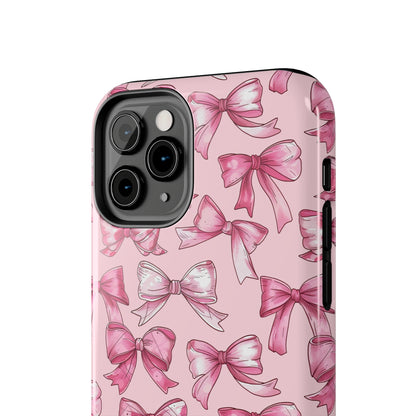 Pink Bows Phone Case for iPhone - Lightweight, Impact Resistant, Wireless Charging Compatible