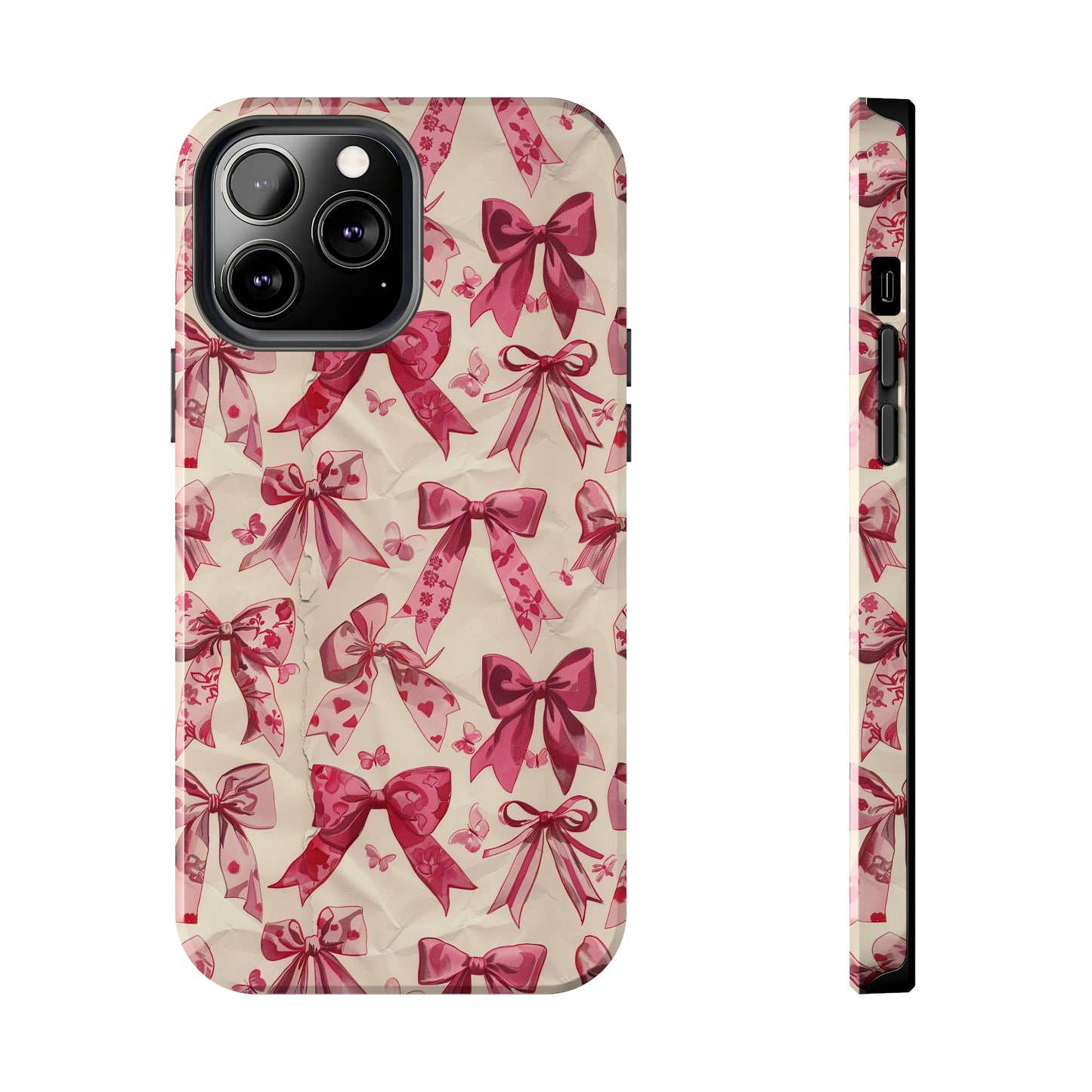 Pink Bows 3 Phone Case for iPhone - Lightweight, Impact Resistant, Wireless Charging Compatible