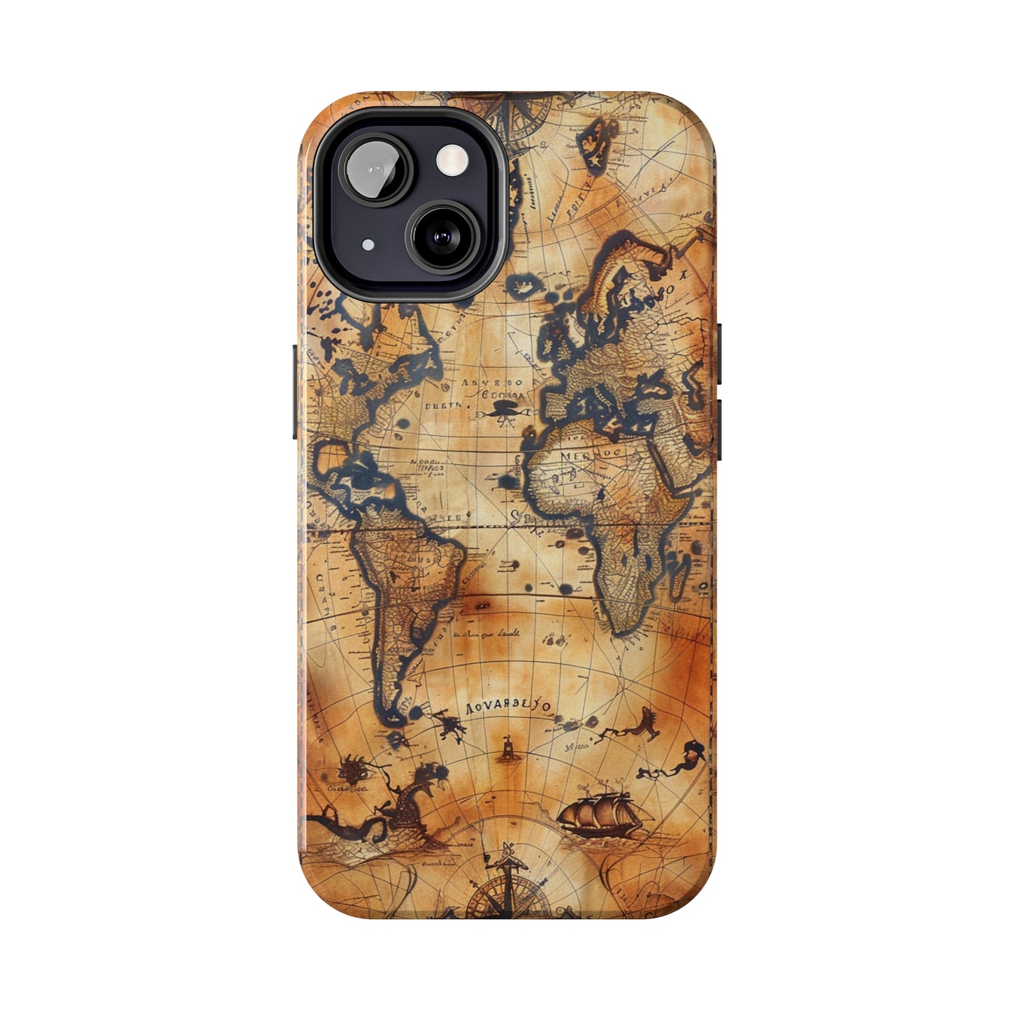 Ancient Map Phone Case for iPhone - Lightweight, Impact Resistant, Wireless Charging Compatible