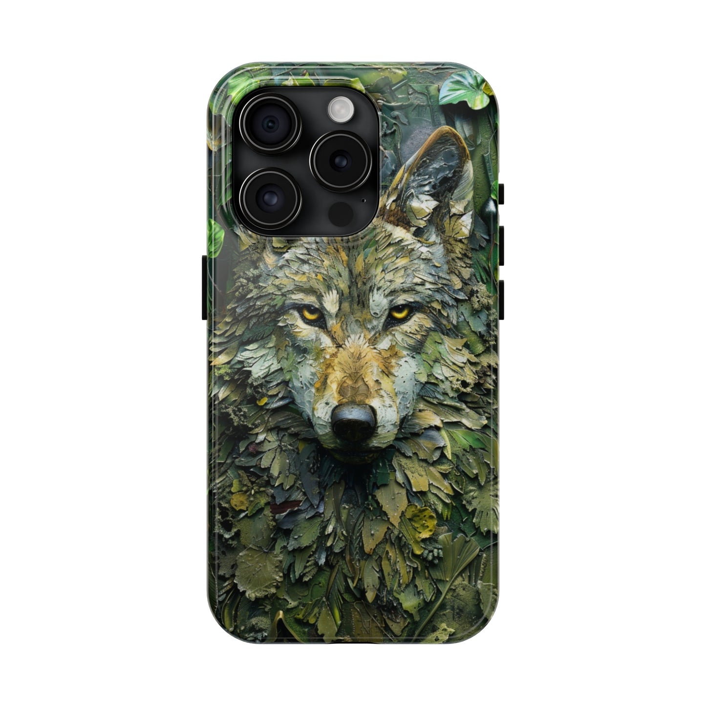 The Arte Povera Style Wolf Head Phone Case for iPhone - Lightweight, Impact Resistant, Wireless Charging Compatible