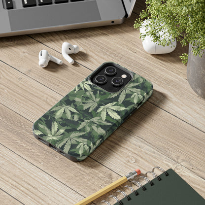 Cannabis Camo 3 Phone Case for iPhone - Lightweight, Impact Resistant, Wireless Charging Compatible