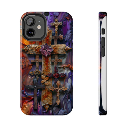 Colorful Crosses Phone Case for iPhone - Lightweight, Impact Resistant, Wireless Charging Compatible