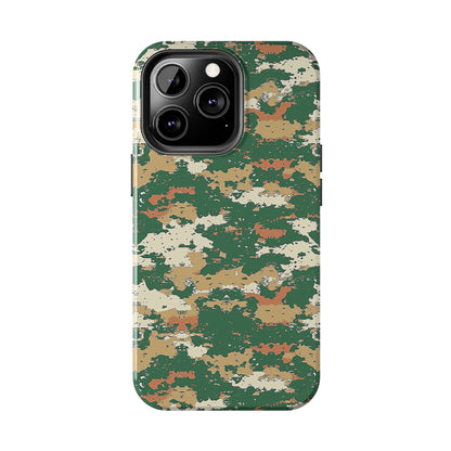 Green Pixel Camo Phone Case for iPhone - Lightweight, Impact Resistant, Wireless Charging Compatible