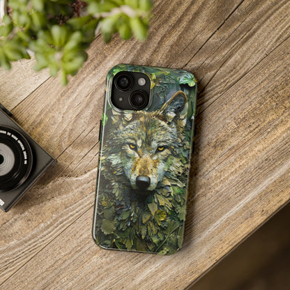 The Arte Povera Style Wolf Head Phone Case for iPhone - Lightweight, Impact Resistant, Wireless Charging Compatible