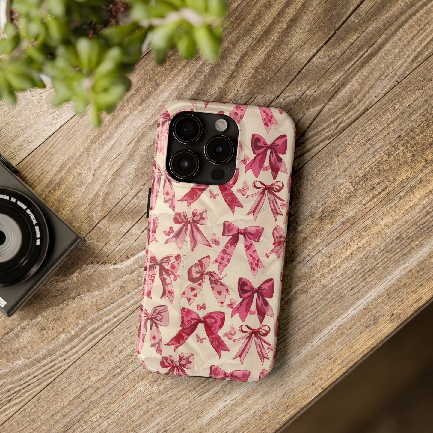 Pink Bows 3 Phone Case for iPhone - Lightweight, Impact Resistant, Wireless Charging Compatible