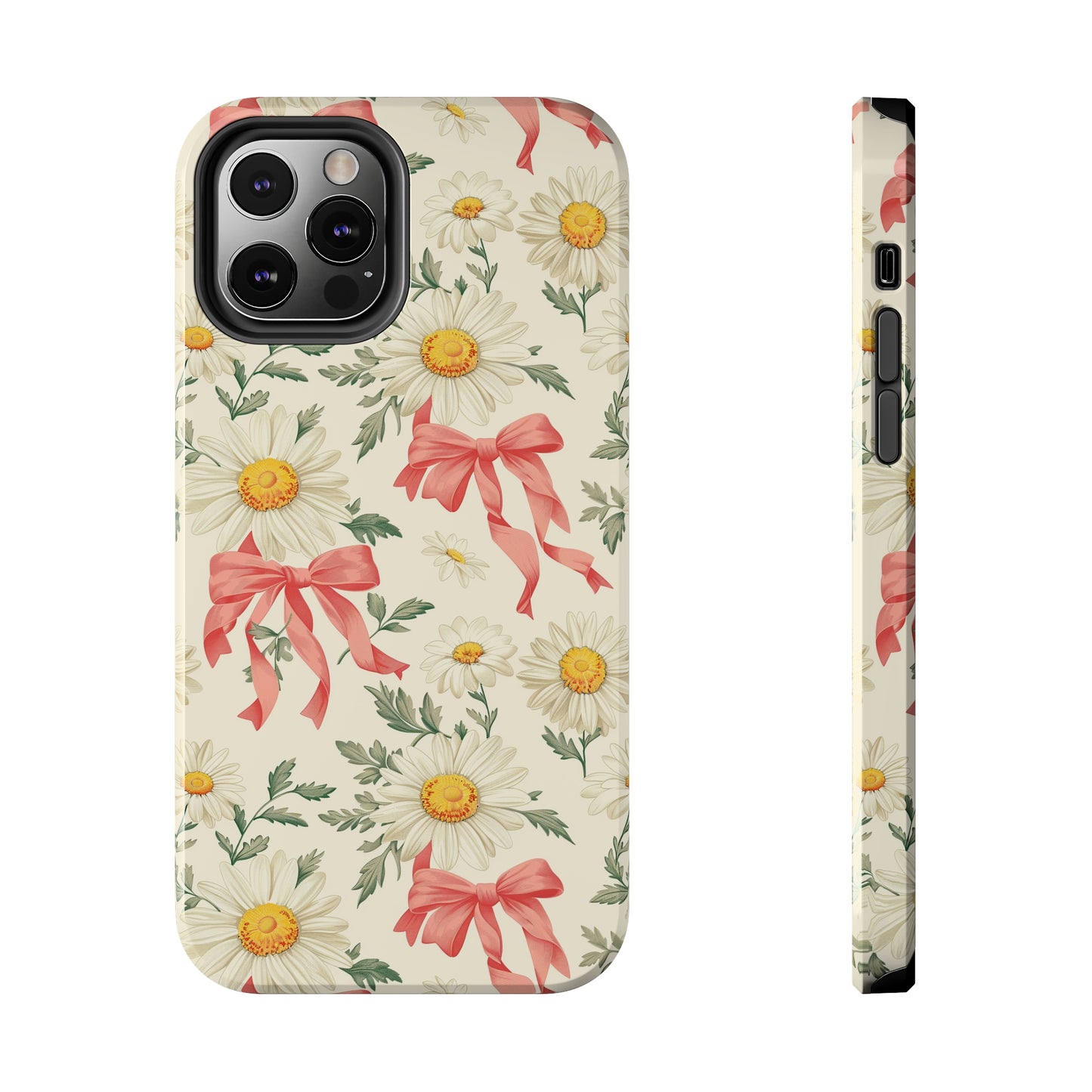 Daisies and Bows Phone Case for iPhone - Lightweight, Impact Resistant, Wireless Charging Compatible