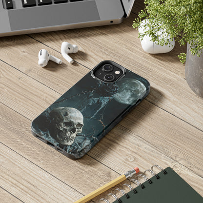 Gothic Skull and Black Rose Phone Case for iPhone - Lightweight, Impact Resistant, Wireless Charging Compatible