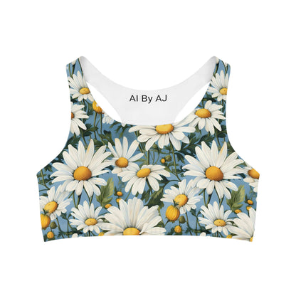 Daisy Pattern Custom Sports Bra - Comfort & Style Combined