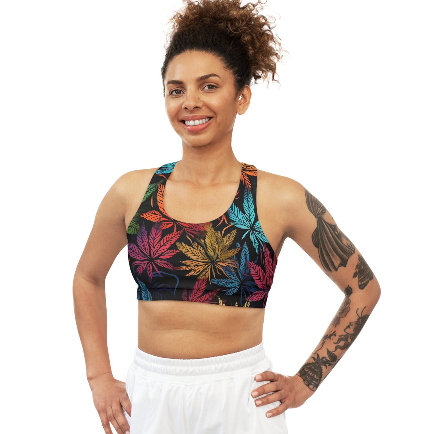 Wacky Weed Leaf Seamless Sports Bra