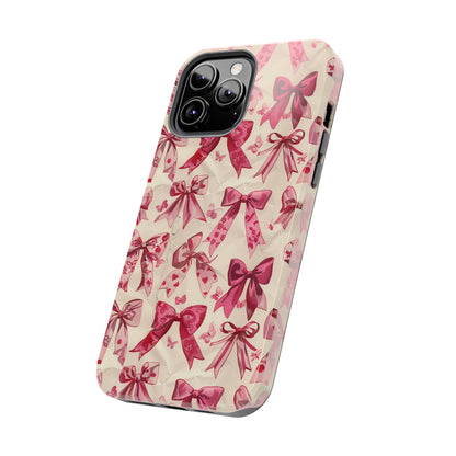 Pink Bows 3 Phone Case for iPhone - Lightweight, Impact Resistant, Wireless Charging Compatible