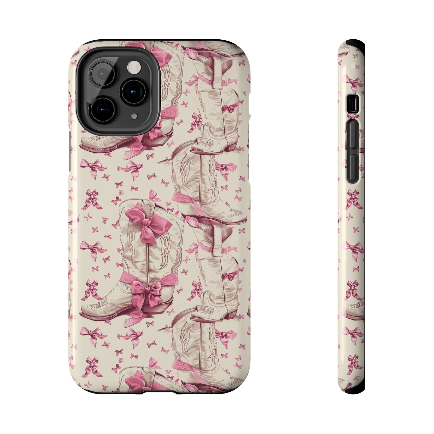 Bows and Boots Phone Case for iPhone - Lightweight, Impact Resistant, Wireless Charging Compatible