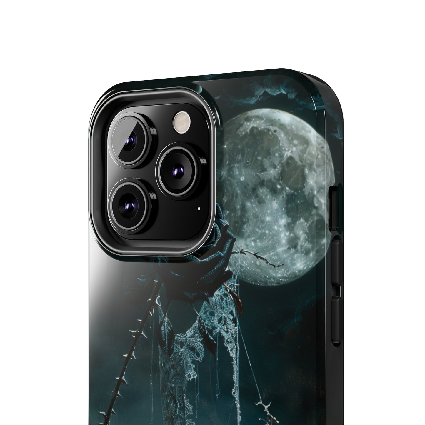 Gothic Skull and Black Rose Phone Case for iPhone - Lightweight, Impact Resistant, Wireless Charging Compatible