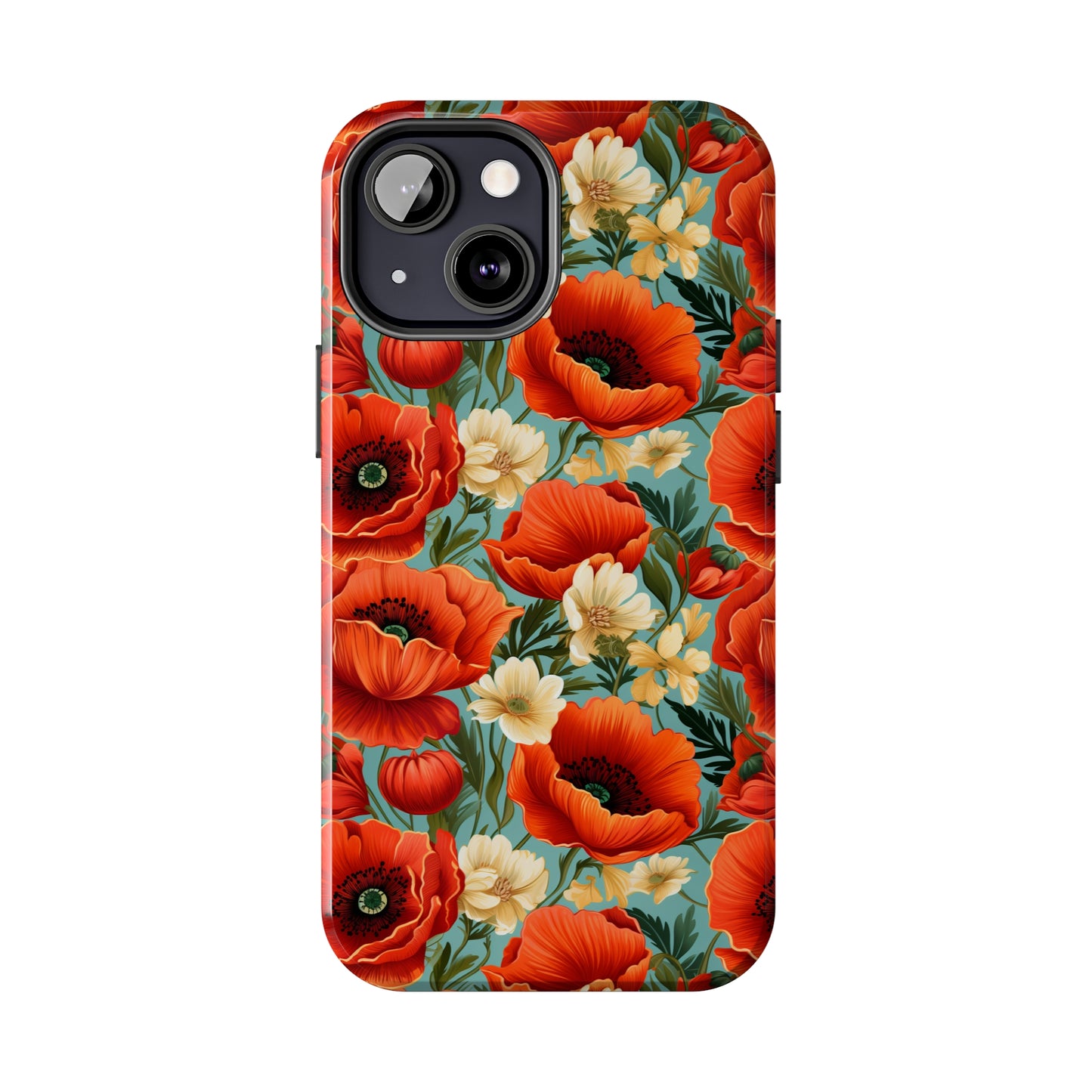 AI Poppies Floral Pattern Phone Case for iPhone - Lightweight, Impact Resistant, Wireless Charging Compatible