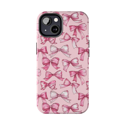 Pink Bows Phone Case for iPhone - Lightweight, Impact Resistant, Wireless Charging Compatible