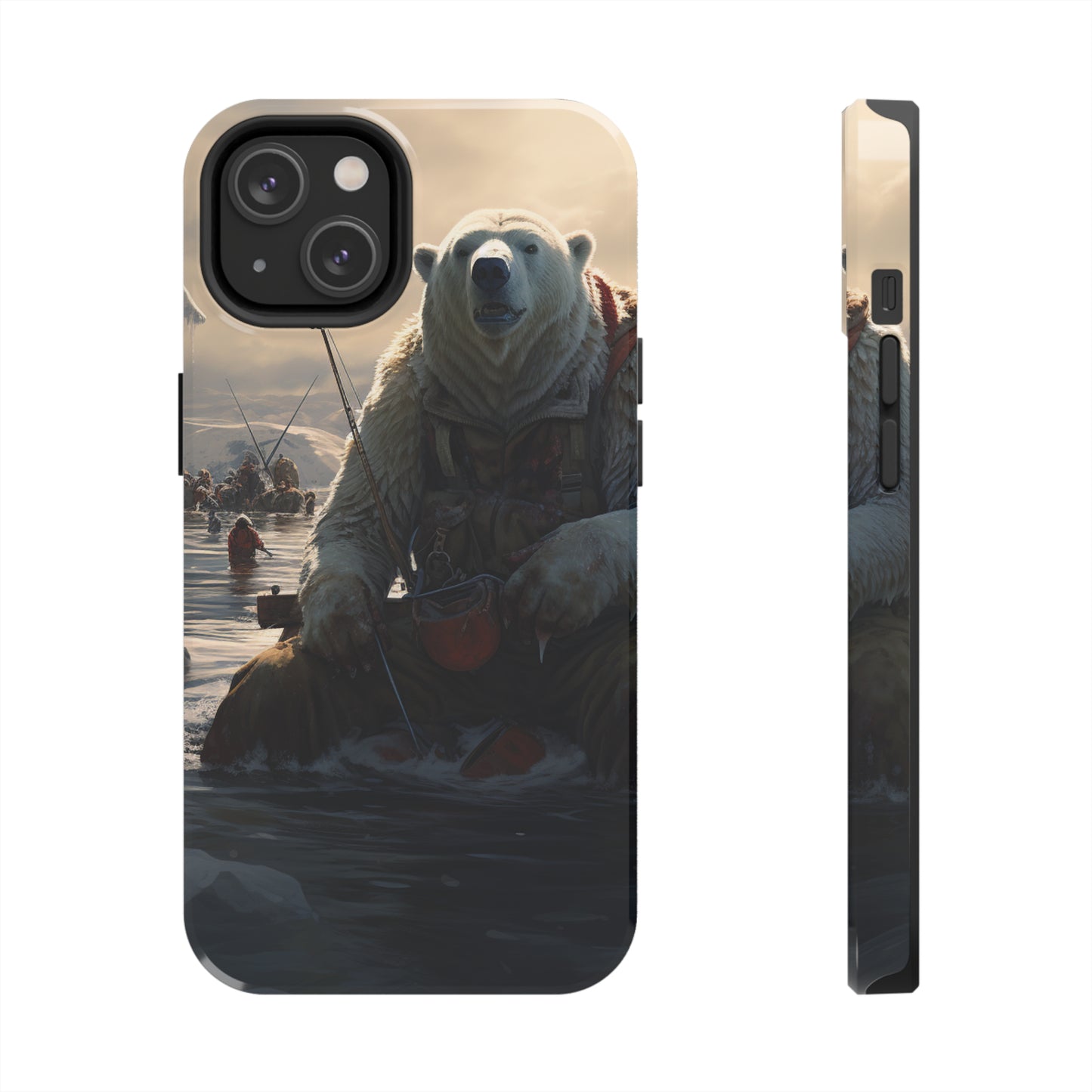 Fishing Polar Bear Phone Case for iPhone - Lightweight, Impact Resistant, Wireless Charging Compatible