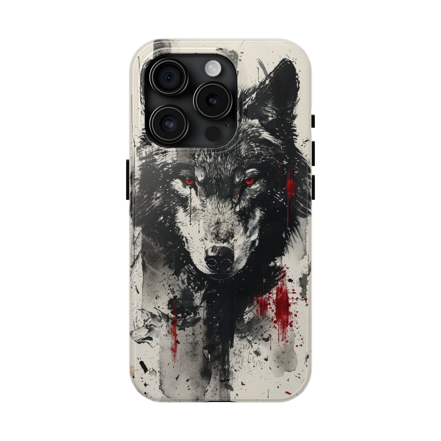 Asemic Writing Style Wolf Phone Case for iPhone - Lightweight, Impact Resistant, Wireless Charging Compatible