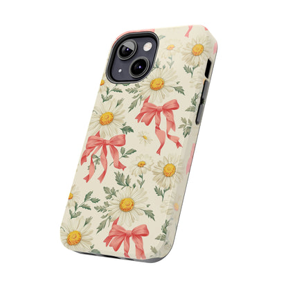 Daisies and Bows Phone Case for iPhone - Lightweight, Impact Resistant, Wireless Charging Compatible