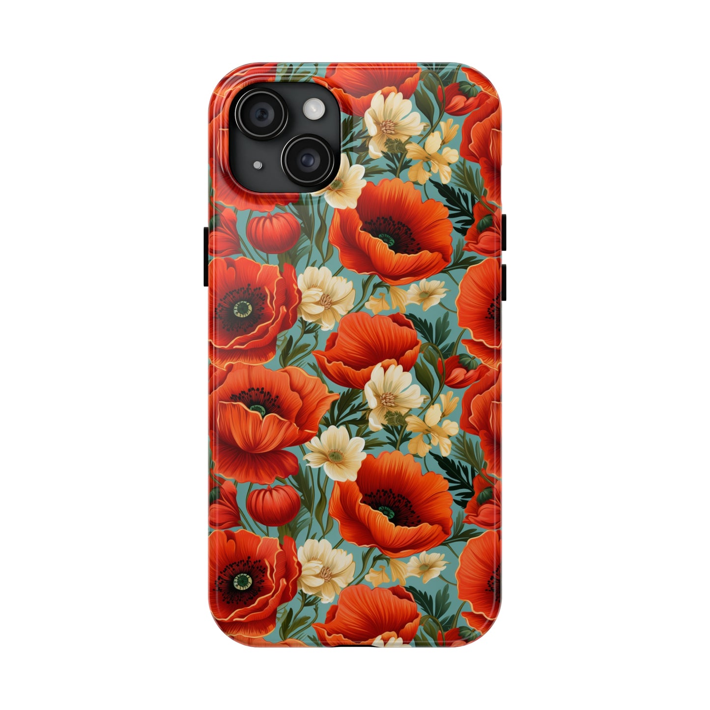 AI Poppies Floral Pattern Phone Case for iPhone - Lightweight, Impact Resistant, Wireless Charging Compatible