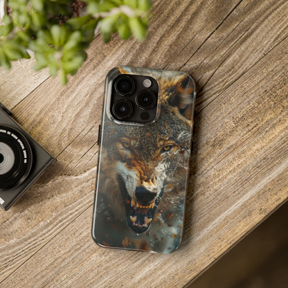 Wolf Ripping Through Phone Case for iPhone - Lightweight, Impact Resistant, Wireless Charging Compatible